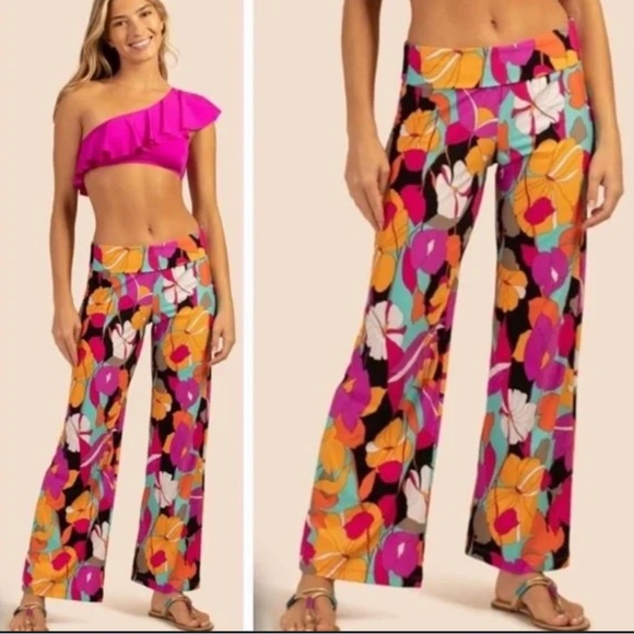 ▫️Trina Turk Gemini Swim Pants Cover Up Size L - Picture 1 of 12